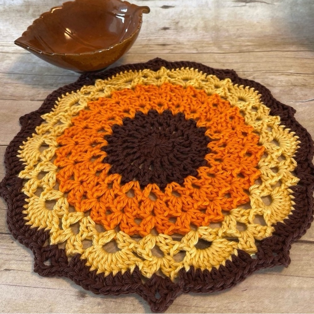 12 Inch Doily Chocolate Candy Corn Fall Decor Centerpiece Handmade